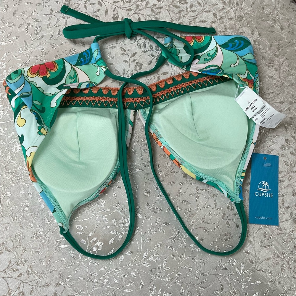 Cupshe Colorful Paradise Crossback Bikini Top (top only), NWT - Picture 12 of 14
